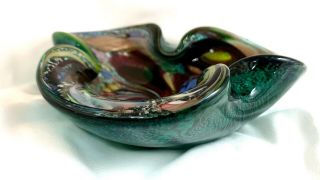 Dino Martens Vintage MURANO Glass Art Bowl Ashtray Ribbon Italian Italy Multi 3