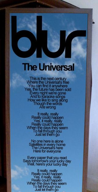 BLUR THE UNIVERSAL PROMOTIONAL POSTER LYRIC SHEET,  BRIT POP,  INDIE,  GREAT ESCAPE 2