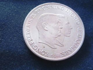 1953 Denmark 2 Kroner Tuberculosis Campaign Silver Coin Au