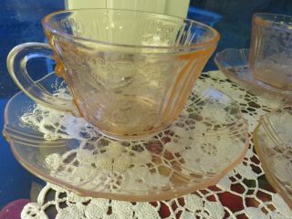 Set Of 2 Depression Glass Macbeth Evans American Sweetheart Pink Cups & Saucers
