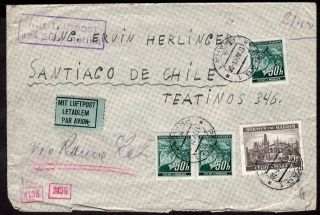 Bohemia & Moravia To Chile Censored Air Mail Cover 1941 Lati Praha - Santiago
