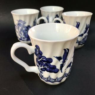 Set Of 4 Royal Cuthbertson Blue Willow Tea/coffee Mugs Cups