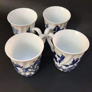 Set of 4 Royal Cuthbertson Blue Willow Tea/Coffee Mugs Cups 2