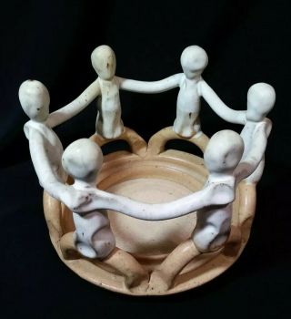 Mcdaniel Village Potter Circle Of Friends Hand Crafted Art Pottery Candle Holder