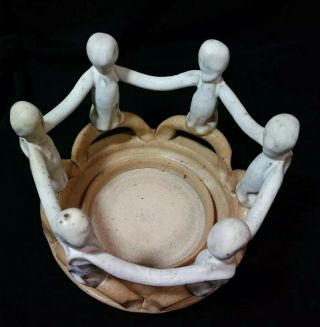 McDaniel Village Potter Circle Of Friends Hand Crafted Art Pottery Candle Holder 2