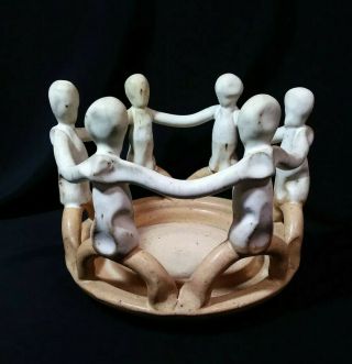 McDaniel Village Potter Circle Of Friends Hand Crafted Art Pottery Candle Holder 3