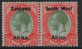 South West Africa 1923 - 26 £1 Green And Red Setting - 11601