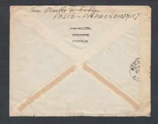 CYPRUS 1940s WWII CENSORED COVER POLIS TO FLUSHING YORK USA 2