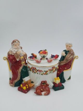 Waterford Holiday Heirlooms Mr And Mrs Claus Candy Jar Ceramic - Retired -
