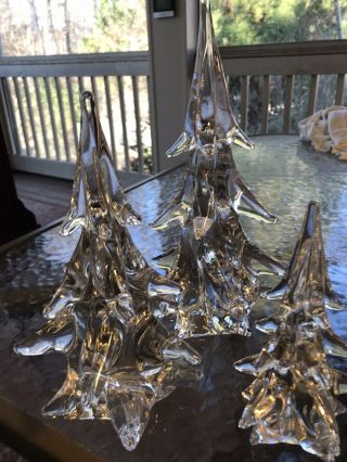 Crystal Trees Signed Clichy France Set Of 3