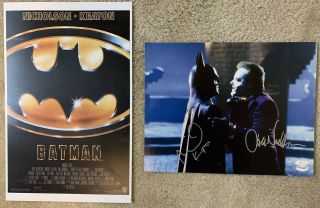 1989 Batman Signed Michael Keaton & Jack Nicholson Photo And Mini - Poster