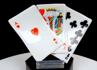 Royal Bayreuth 118 Porcelain Playing Cards Ace King Ten 6 " Trinket Ashtray 1902