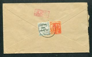 1942 Malaya Japanese Occup.  2 X Mixed States Stamps On Cover Malacca To India?