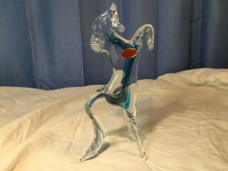 Vintage Murano Glass Horse Made In Italy Blues And Black Colors