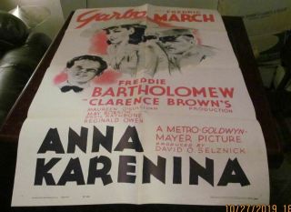 Greta Garbo Anna Karenina 27x41 One Sheet Movie Poster 1962 Re - Release