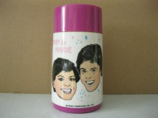 Vintage 1977 Donny & Marie Osmond Aladdin Lunchbox Thermos With Cup Ex