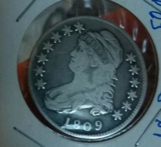 1809 Capped Bust Half Dollar 50 Cents - Coin 210 Years Old Silver U.  S.  Coin