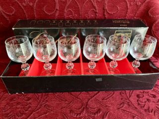 Bohemia Crystal,  Cascade 6 x Wine Glasses Boxed Set with Stickers Czechoslovakia 2