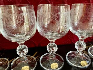 Bohemia Crystal,  Cascade 6 x Wine Glasses Boxed Set with Stickers Czechoslovakia 3