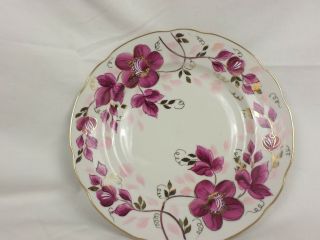 Gus Khrustalny Russian Porcelain Pink And Purple Flower Plate 62cr