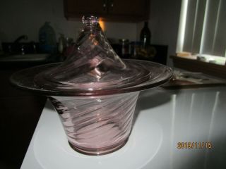 Vintage Pink Depression Glass Candy Dish With Lid.