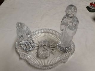 Waterford Crystal Holy Family Nativity Set,  With 8 " Crystal Accent Dish