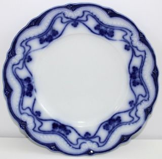 Antique Flow Blue Plate Wharf Pottery England Paris Pattern 1890 - 1894