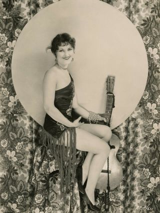 Risqué Jazz Age Flapper With Guitar 1920s Glamour Pin - Up Photograph