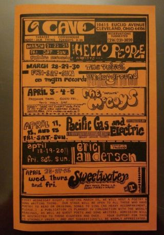 Velvet Underground La Cave Concert Postcard 1968 The Mccoys Pg&e