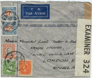 China 1940 Censored Airmail Cover Shanghai To London Via Usa