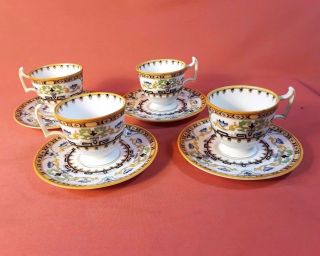 Set 4 Antique Royal Doulton Demitasse Cups & Saucers