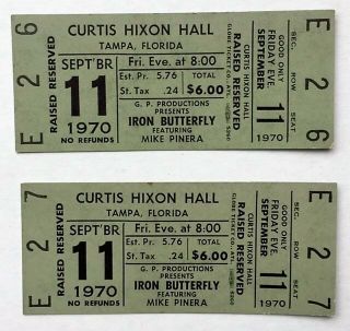Iron Butterfly Concert Ticket 1970 Set Of Two (2) Acid & Psychedelic Rock