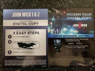 John Wick 1,  2,  & 3 4k Ultra Hd/blu - Ray Digital Code Only