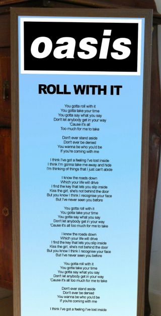 OASIS ROLL WITH IT POSTER LYRIC SHEET,  BLUR,  WONDERWALL,  MORNING GLORY,  IN ANGER 2