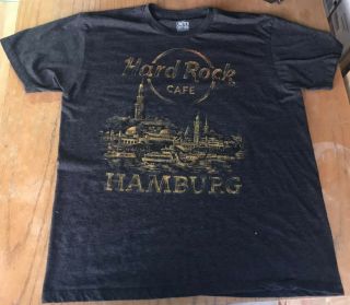Hard Rock Cafe Hrc Hamburg Mens Grey Short Sleeve Large T Shirt Limited Edition