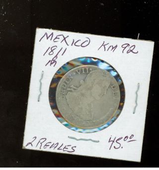 1811 Om Mexico 2 Reales Coin Km 92
