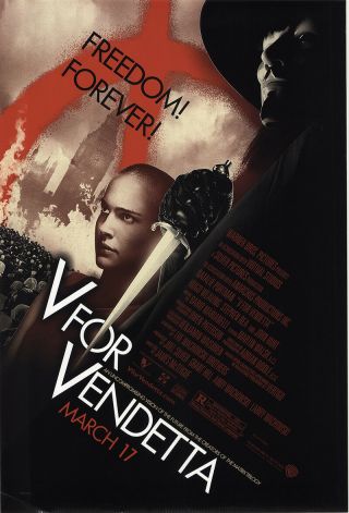 V For Vendetta 2005 27x41 Orig Movie Poster Fff - 65983 Rolled Fine,  Very Good