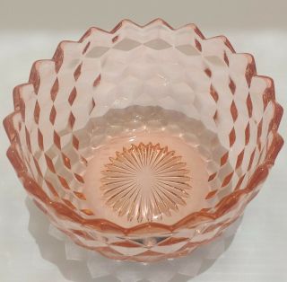 Vintage PINK Depression GLASS Cube PATTERN bowl Whitehall glass India ?. 3
