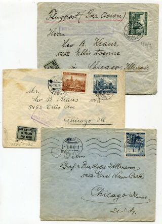 Czechoslovakia / Bohemia & Moravia 1940 / 1941 Airmail Censor Covers To Usa X 3