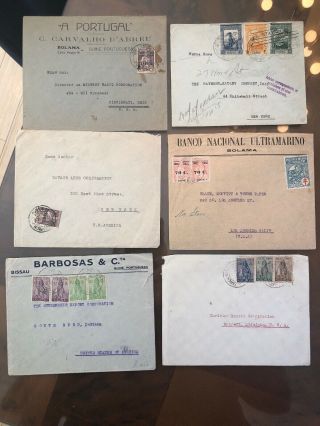 61 6 Rare Old Portugal Portuguese Colonial Guine Postal Covers To Usa