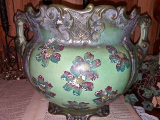 Victorian Haynes Ware Double Handle Urn Pot Floral & Brown Baltimore 1880 