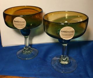 2 Amici Home Ombre Margarita Glasses,  Nwt,  Hand Crafted In Mexico