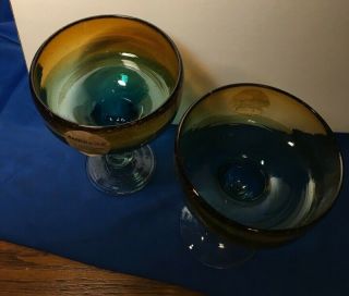 2 Amici Home Ombre Margarita Glasses,  NWT,  Hand Crafted in Mexico 2