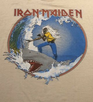 1982 Iron Maiden Tan Beast Cracks The West Coast Shirt Holy Grail