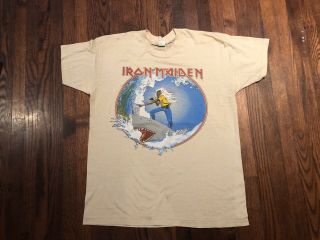 1982 Iron Maiden Tan Beast Cracks The West Coast Shirt Holy Grail 2