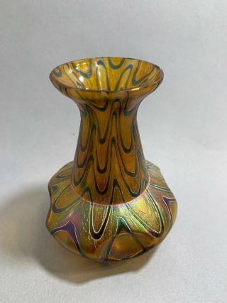 Vintage Loetz Old Glass Vase irridescent Antique Glass 4w X 4.  75T 3