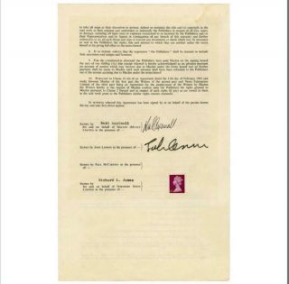 Beatles Vintage 1968 John Lennon / Neil Aspinall Signed White Album Contract