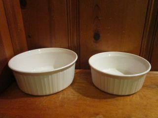 Set Of 2 Vintage Corning Ware French White F - 1 - B 2.  5l,  F - 5 - B 1.  6l Casserole Dish