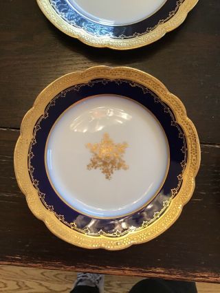 M.  Redon Limoges Gold And Blue Bread And Butter Plates