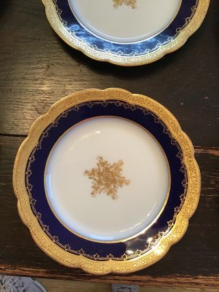 M.  Redon Limoges Gold And Blue Bread And Butter Plates 3